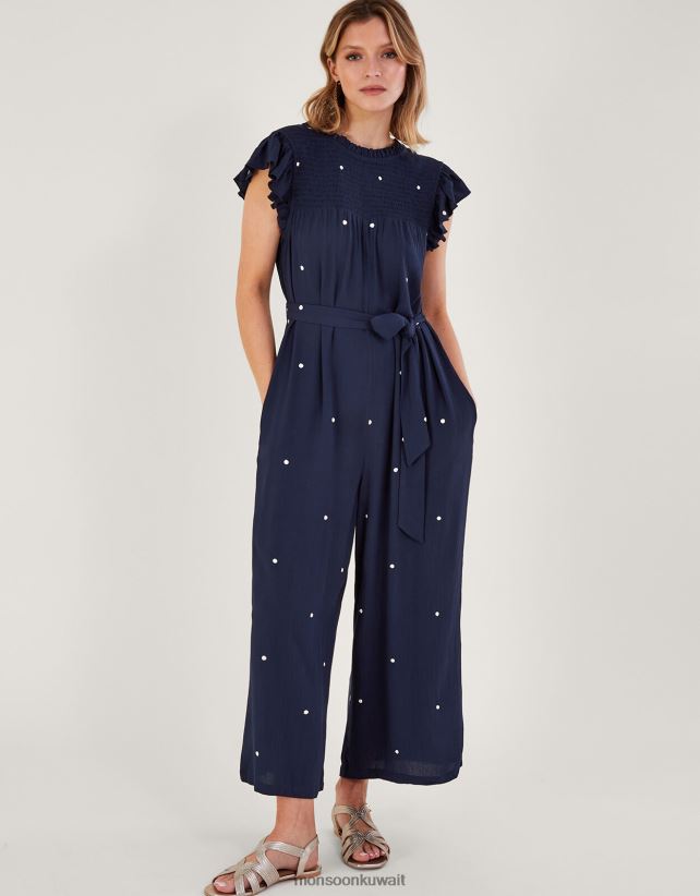 بذلة بقعة مطرزة ملابس الأزرق الداكن) Monsoon نحيف N4BV8X439 - Monsoon children