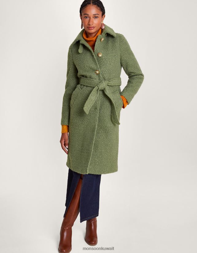 Monsoon محل - بلير بوكل معطف حزام واحد الصدر ملابس أخضر Monsoon نحيف N4BV8X445