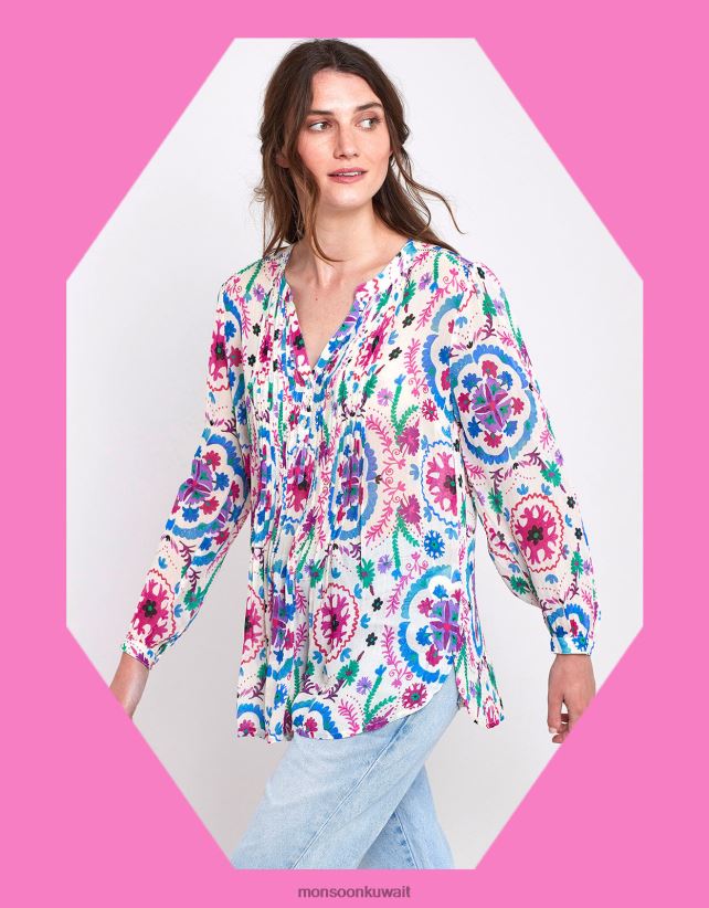 Monsoon accessorize - بلوزة شرق بريتي بينتوك ملابس أبيض Monsoon نحيف N4BV8X458