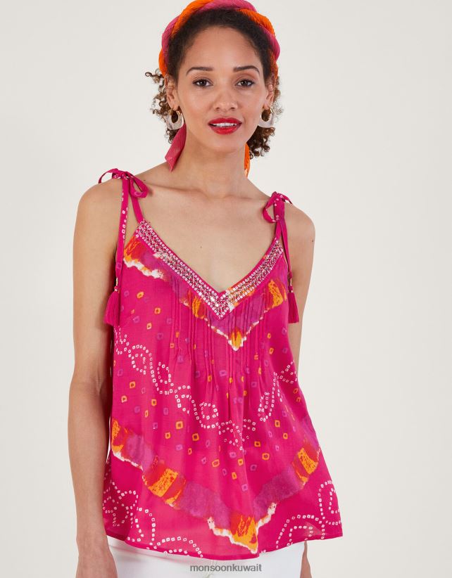 بانداني صبغ كامي الأعلى ملابس لون القرنفل Monsoon نحيف N4BV8X465 - Monsoon children