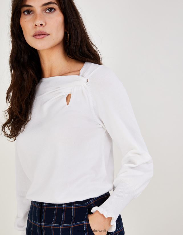 Monsoon accessorize - كنزة ملتوية بعقدة جانبية مع لينزينج إيكوفيرو ملابس عاج Monsoon نحيف N4BV8X488