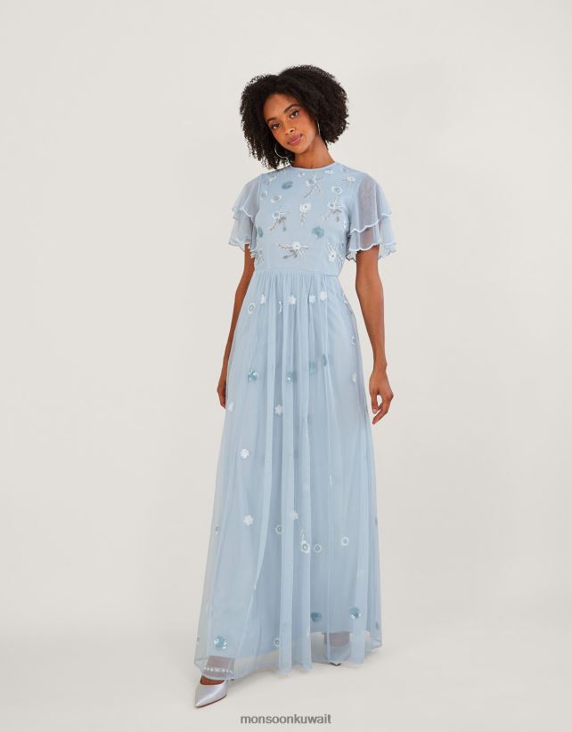 فستان كاثرين طويل مزين بالبوليستر المعاد تدويره ملابس سحاب Monsoon نحيف N4BV8X497 - Monsoon children
