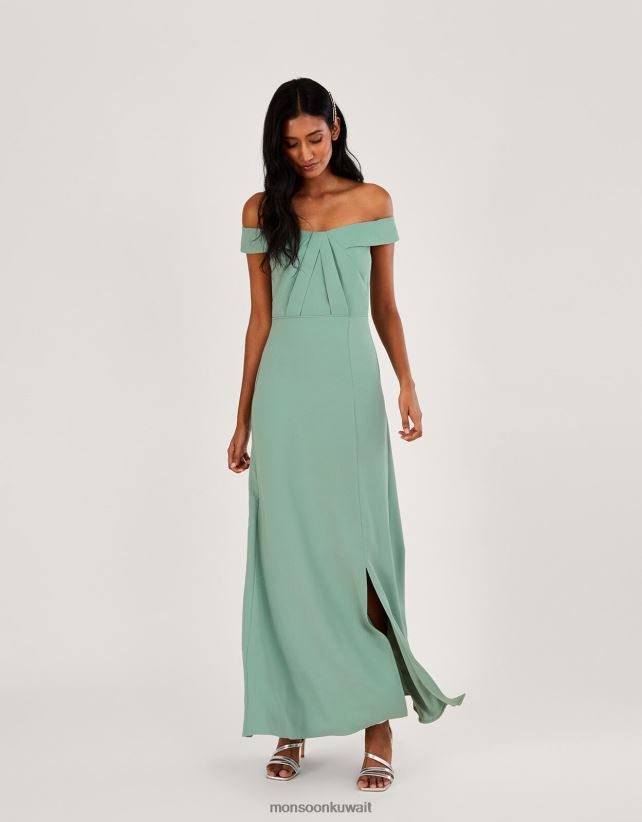 Monsoon Kuwait - فستان بياتريس كريب باردو ماكسي ملابس الأخضر (حكيم) Monsoon نحيف N4BV8X515