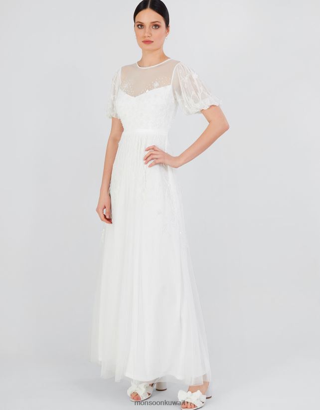 Monsoon UAE - فستان زفاف طويل مزين من سيلينا ملابس عاج Monsoon نحيف N4BV8X527