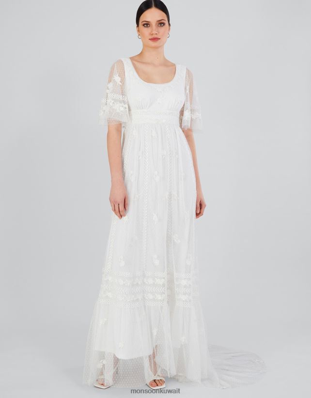 Monsoon accessorize - فستان زفاف جوليتا مزين بالدانتيل المطرز ملابس عاج Monsoon نحيف N4BV8X531