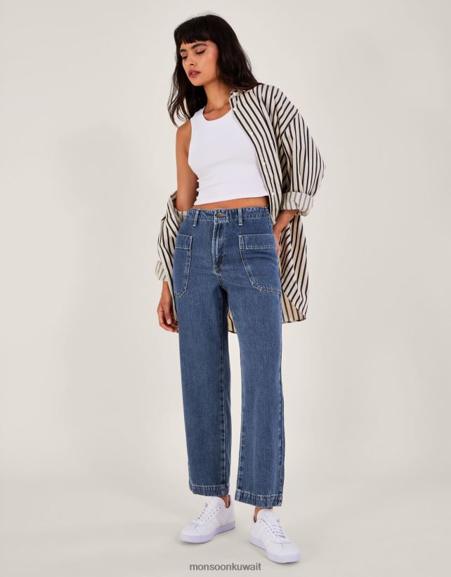 جينز واسع الساق ملابس الأزرق (الدنيم الأزرق) Monsoon نحيف N4BV8X532 - Monsoon online customer service