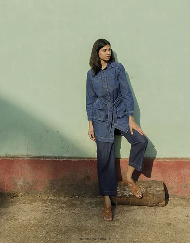 Monsoon معنى - شيرلي فستان قميص الدنيم ملابس الأزرق (الدنيم الأزرق) Monsoon نحيف N4BV8X534