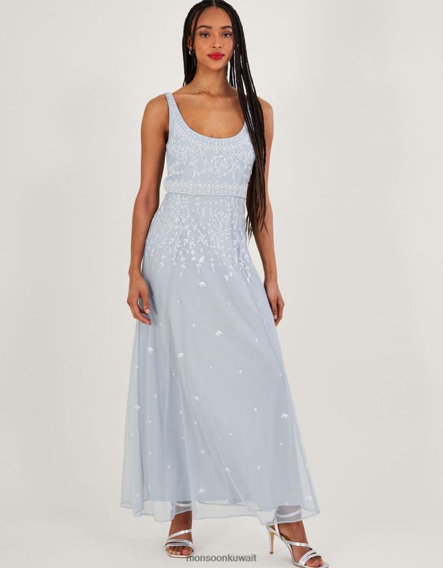 Monsoon محل - فستان ماكسي قصير الطول ومطرز من تصميم يوجين ملابس سحاب Monsoon نحيف N4BV8X536
