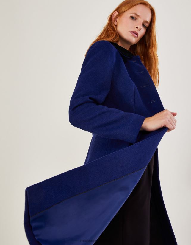 معطف أوبرا أوبال من مزيج الصوف ملابس أزرق Monsoon نحيف N4BV8X586 - Monsoon kuwait online shopping