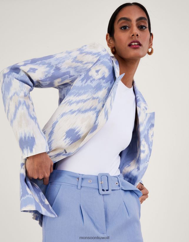 سترة بيجي من مزيج الكتان ملابس أزرق Monsoon نحيف N4BV8X596 - Monsoon online customer service