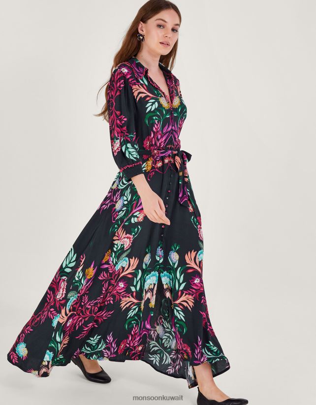 فستان قميص مطبوع ملابس الأزرق الداكن) Monsoon نحيف N4BV8X60 - Monsoon online customer service