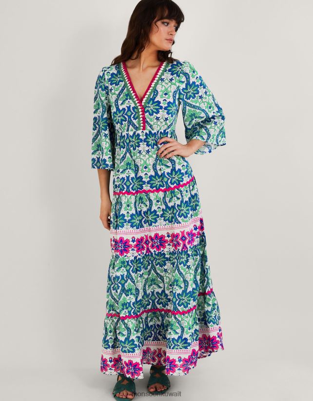 Monsoon UAE - فستان بطبعة خشب الصفصاف ملابس أزرق Monsoon نحيف N4BV8X603