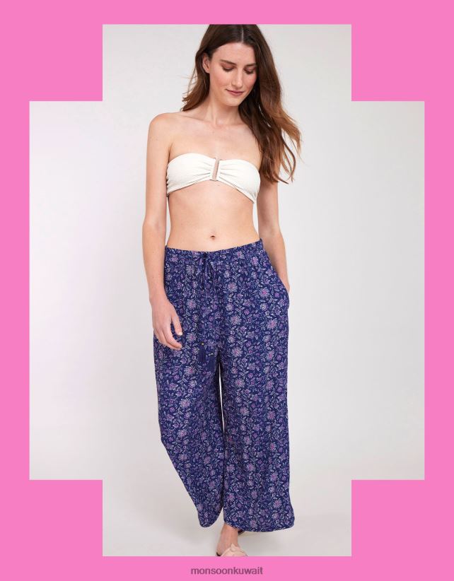 Monsoon محل - بنطلون مجعد من إيست أليس ملابس الأزرق الداكن) Monsoon نحيف N4BV8X612