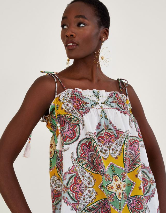 Monsoon accessorize - كامي بطبعة وشاح بيزلي من القطن المستدام ملابس متعدد Monsoon نحيف N4BV8X614