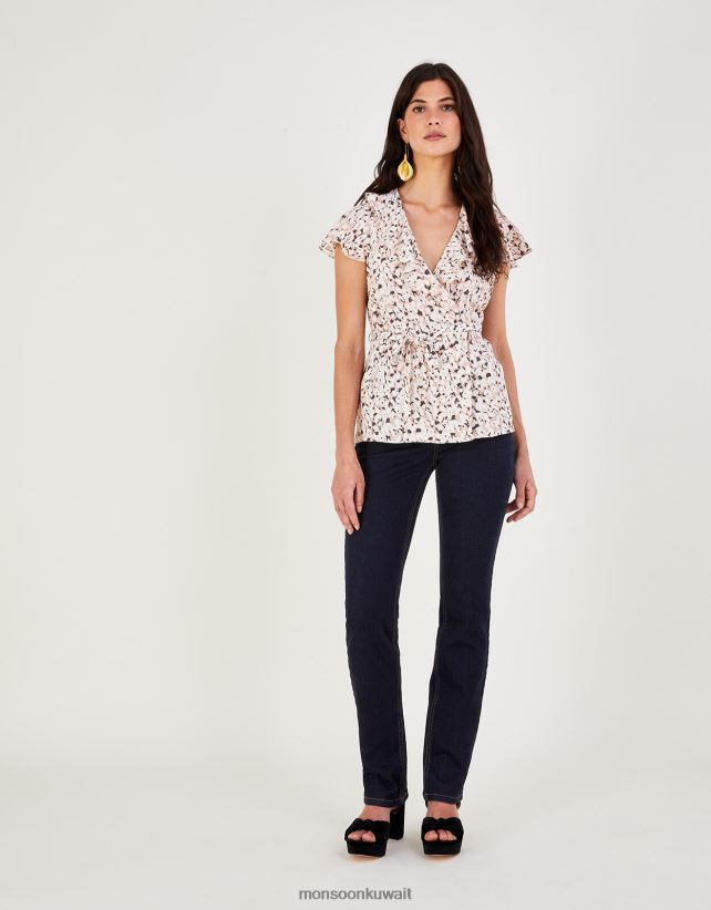 بنطال جينز بيلا مستقيم من القطن المستدام ملابس الأزرق (نيلي) Monsoon نحيف N4BV8X618 - Monsoon children