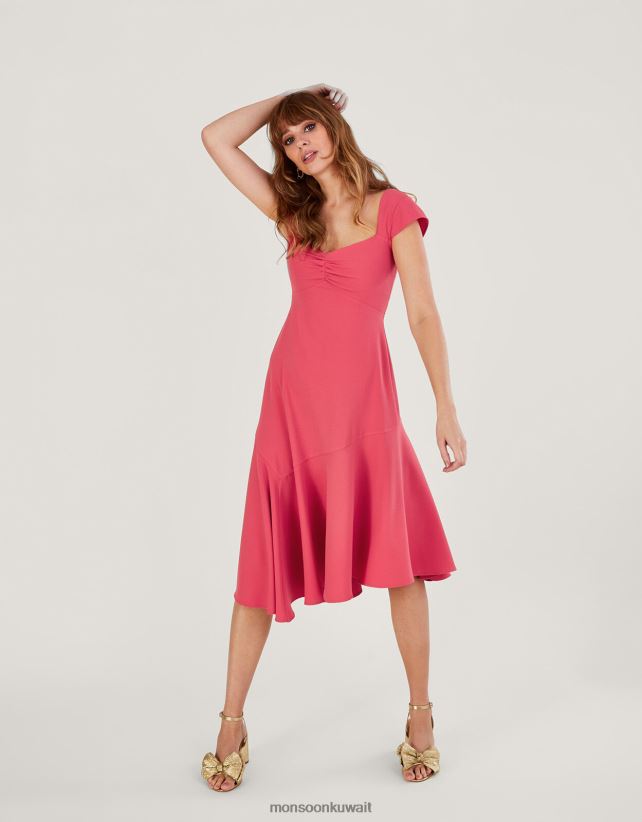 فستان ماتيلدا غير متماثل من البوليستر المعاد تدويره ملابس لون القرنفل Monsoon نحيف N4BV8X631 - Monsoon kuwait avenues