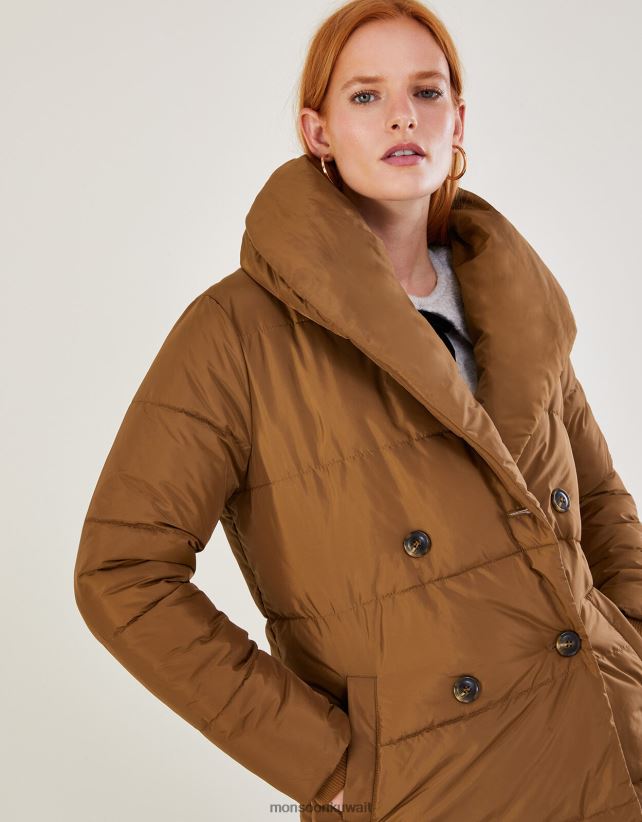 Monsoon محل - معطف شانون مبطن بياقة شال ملابس الجمل (الكراميل) Monsoon نحيف N4BV8X632