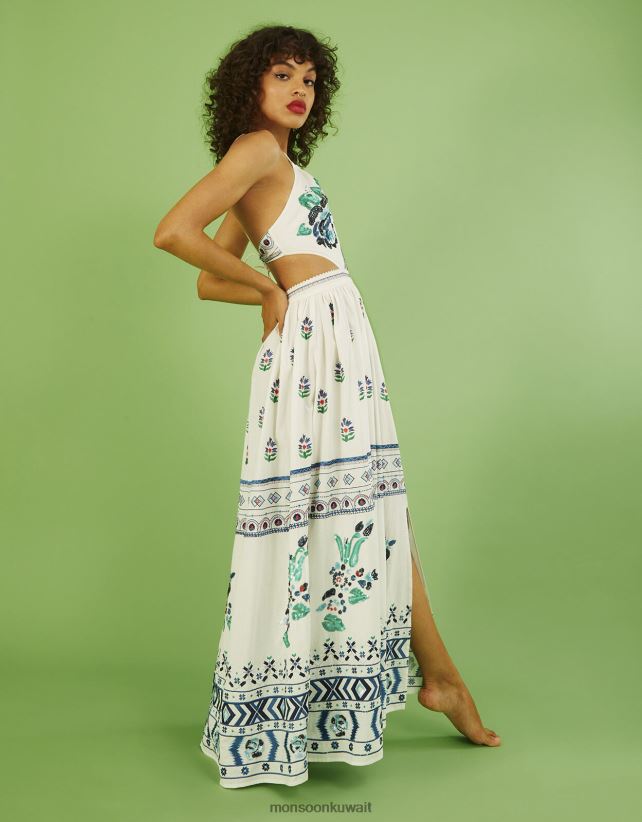 فستان أنجلينا ماكسي مطرز ملابس عاج Monsoon نحيف N4BV8X655 - Monsoon children