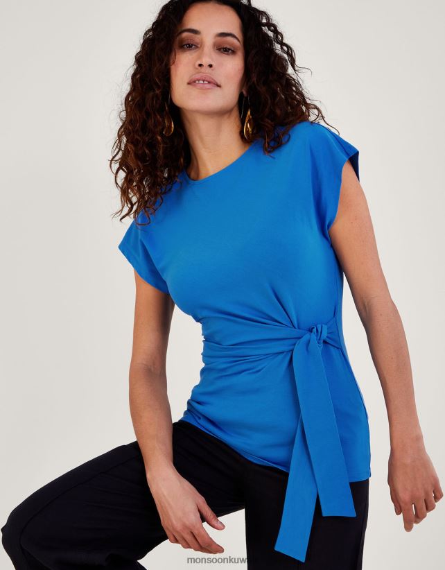 بلوزة جيرسيه بعقدة جانبية ملابس أزرق Monsoon نحيف N4BV8X664 - Monsoon online customer service