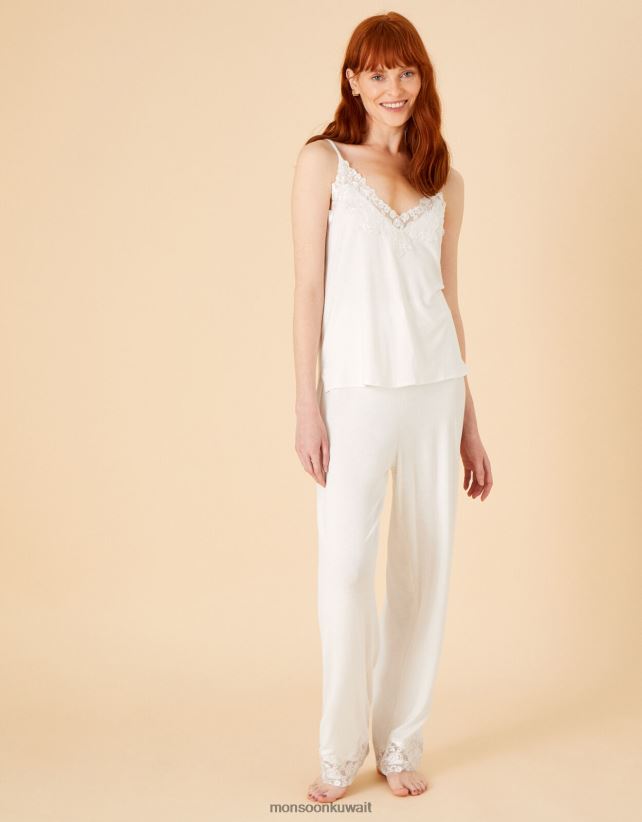 Monsoon معنى - طقم بيجامة دانتيل للعروس ملابس عاج Monsoon نحيف N4BV8X702