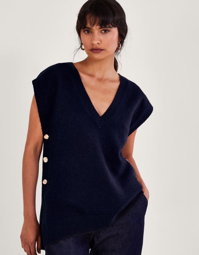 Monsoon accessorize - زر بيلي على الجانب ملابس الأزرق الداكن) Monsoon نحيف N4BV8X71