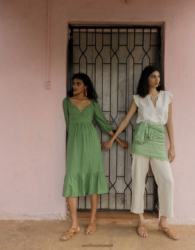 Monsoon accessorize - فستان ميلاني للشاي من مزيج الكتان ملابس أخضر Monsoon نحيف N4BV8X712