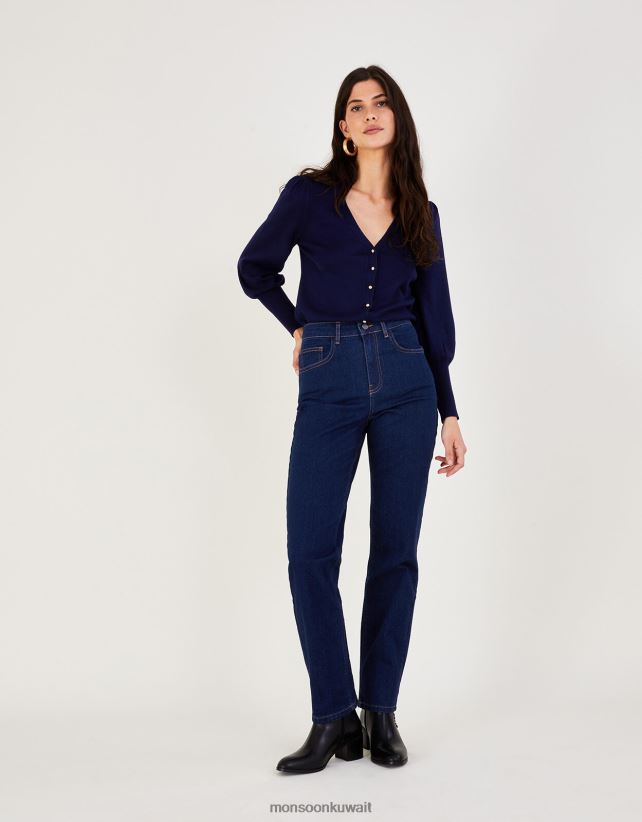 Monsoon accessorize - جينز مستقيم الارتفاع ملابس الأزرق (نيلي) Monsoon نحيف N4BV8X713