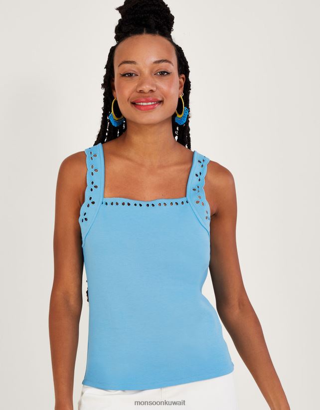 Monsoon UAE - قميص كامي بدون أكمام من الجيرسيه ملابس أزرق Monsoon نحيف N4BV8X724