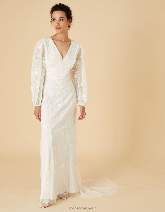 Monsoon accessorize - فستان زفاف طويل الأكمام من جينيفر ملابس عاج Monsoon نحيف N4BV8X748