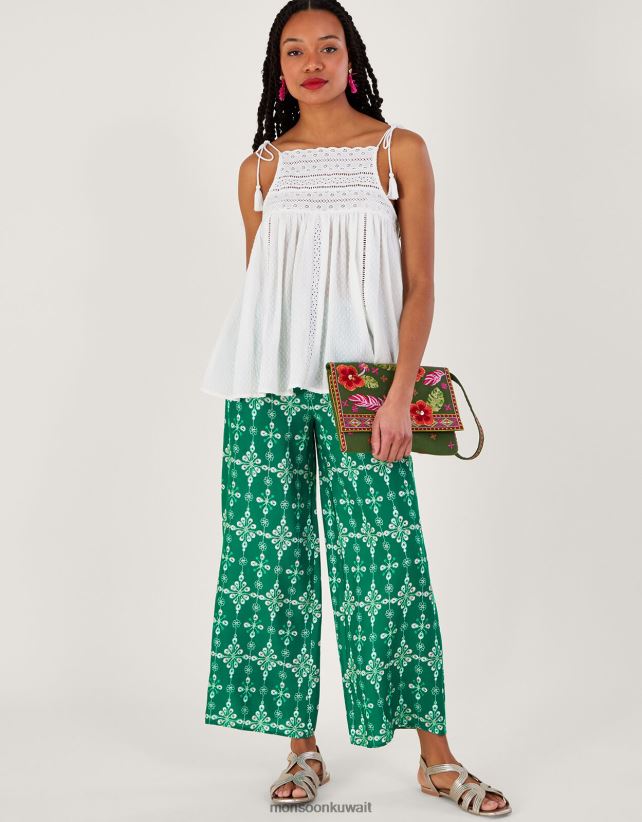 كامي بتفاصيل رقبة عالية ورسن ملابس أبيض Monsoon نحيف N4BV8X75 - Monsoon kuwait online shopping