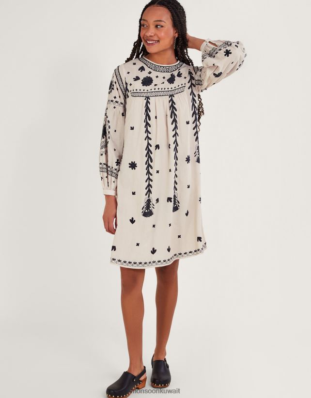 فستان زهري أحادي اللون ملابس عاج Monsoon نحيف N4BV8X789 - Monsoon kuwait online shopping