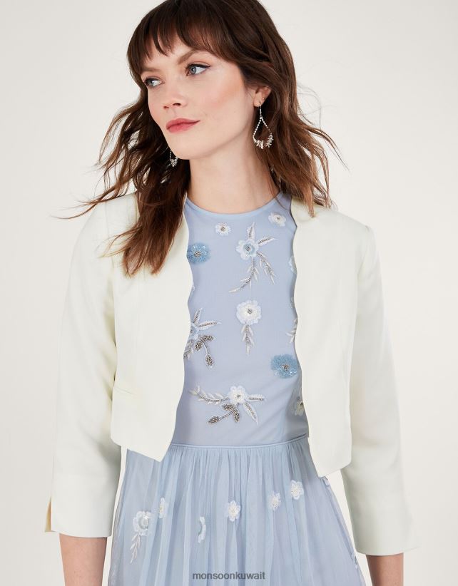 سترة قصيرة من هورتينسيا مصنوعة من البوليستر المعاد تدويره ملابس عاج Monsoon نحيف N4BV8X816 - Monsoon children