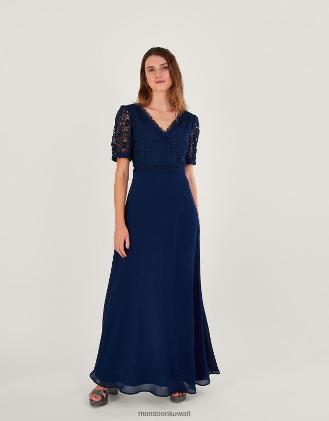 فستان ليليبيت ماكسي من الدانتيل ملابس الأزرق الداكن) Monsoon نحيف N4BV8X849 - Monsoon kuwait online shopping