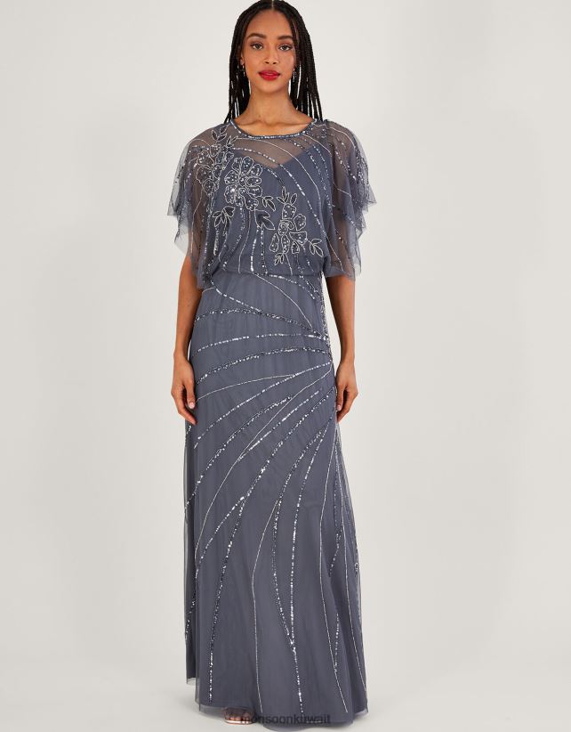 فستان سيينا طويل مزين ملابس الأزرق (الأزرق الداكن) Monsoon نحيف N4BV8X850 - Monsoon kuwait avenues