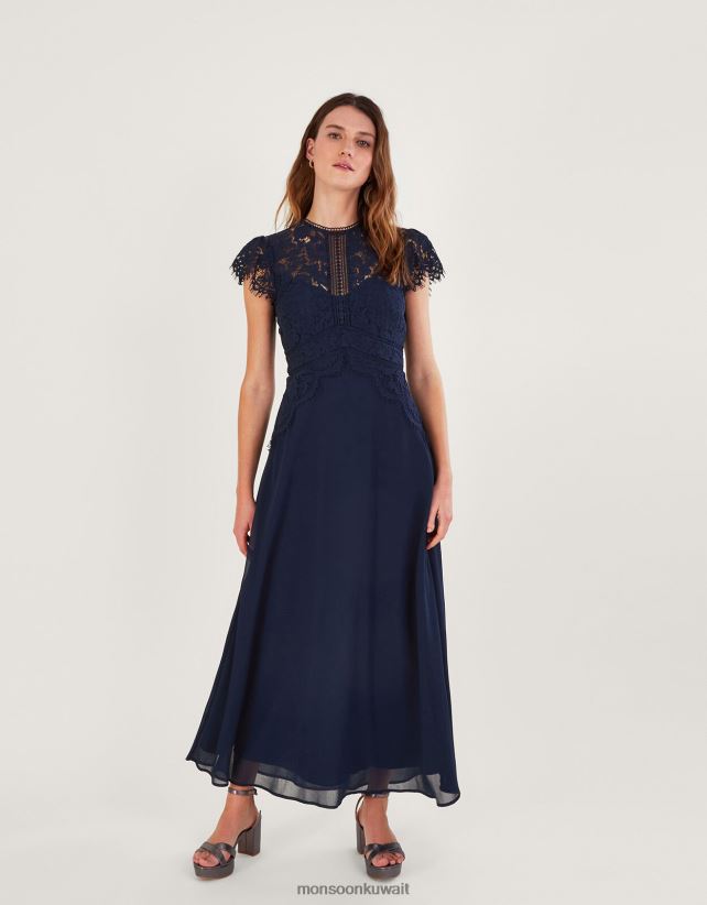 Monsoon معنى - فستان دانتيل لويز قصير الطول ملابس الأزرق الداكن) Monsoon نحيف N4BV8X864
