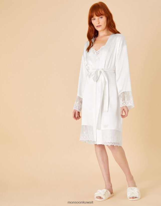 Monsoon Kuwait - رداء الساتان الدانتيل الزفاف ملابس عاج Monsoon نحيف N4BV8X889