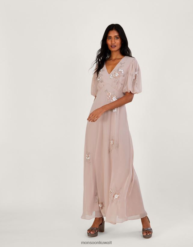 Monsoon معنى - فستان ماكسي مزين بشهر أغسطس ملابس الوردي (احمر الخدود) Monsoon نحيف N4BV8X929