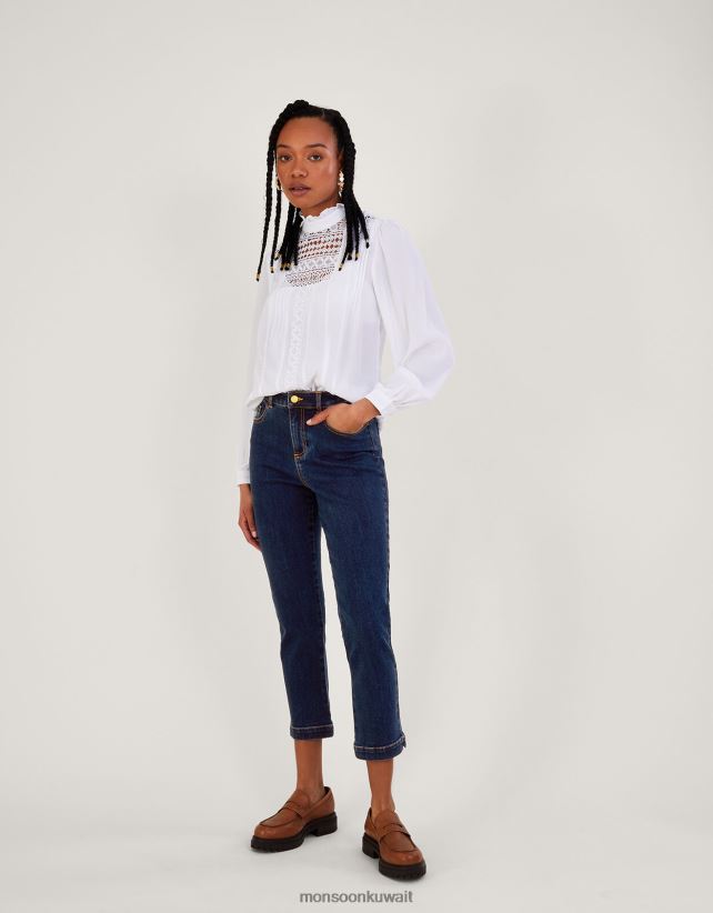 Monsoon محل - صفايا جينز قصير من القطن المستدام ملابس الأزرق (الدنيم الأزرق) Monsoon نحيف N4BV8X939