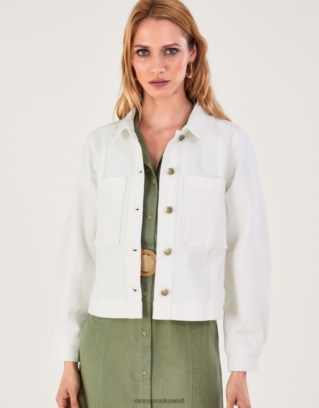 Monsoon معنى - سترة الدنيم القصيرة ملابس طبيعي (إكرو) Monsoon نحيف N4BV8X947