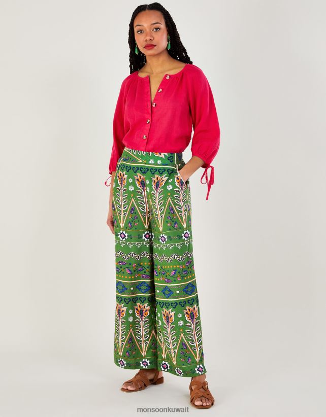 سراويل مطبوعة فضفاضة في لينزينج إيكوفيرو ملابس الأخضر (الكاكي) Monsoon نحيف N4BV8X969 - Monsoon online customer service