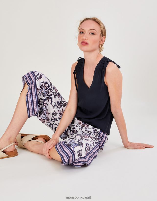 Monsoon معنى - قميص بدون أكمام من Nyla مع Lenzing Ecovero ملابس الأزرق الداكن) Monsoon نحيف N4BV8X706