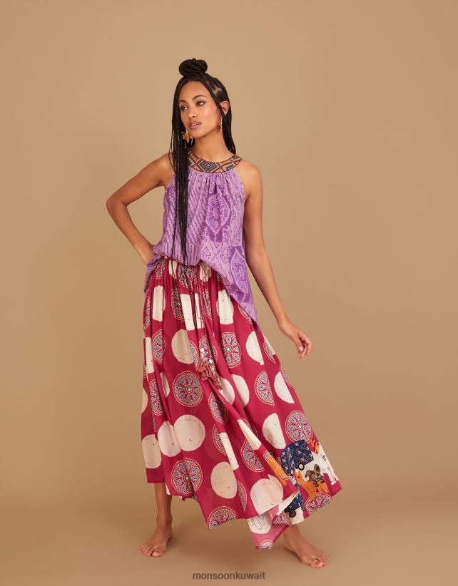 Monsoon محل - أعلى كامي الرسن المطرزة Rabari ملابس الأرجواني (أرجواني) Monsoon نحيف N4BV8X323