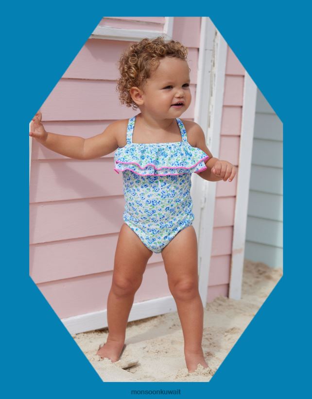 Monsoon UAE - ملابس السباحة Sunuva Baby ذات الأزهار العتيقة ملابس أزرق Monsoon أطفال N4BV8X2170
