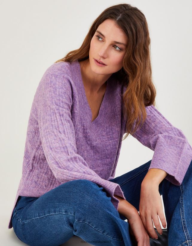 Monsoon معنى - سترة طويلة برقبة على شكل حرف V مصنوعة من البوليستر المعاد تدويره ملابس الأرجواني (أرجواني) Monsoon نحيف N4BV8X386