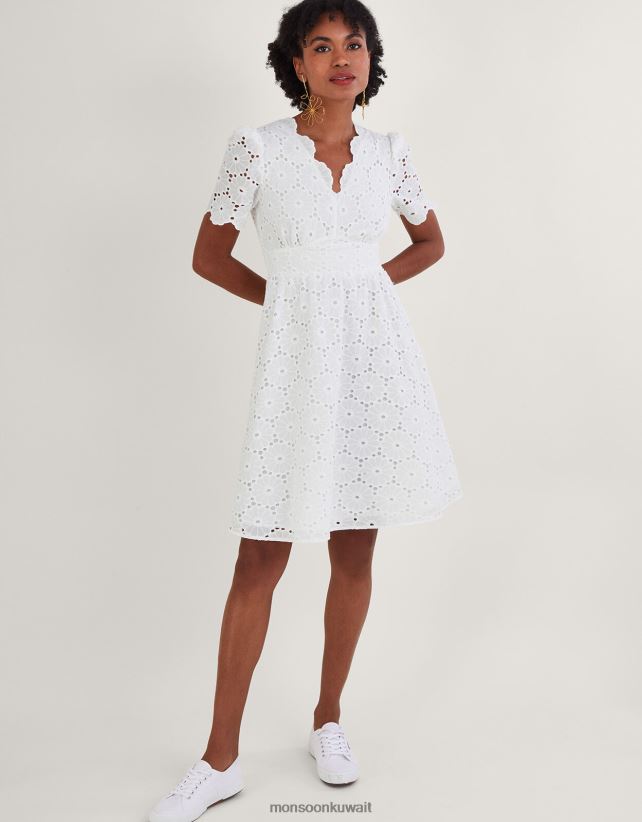 Monsoon معنى - فستان بولي بروديري ملابس عاج Monsoon نحيف N4BV8X1073