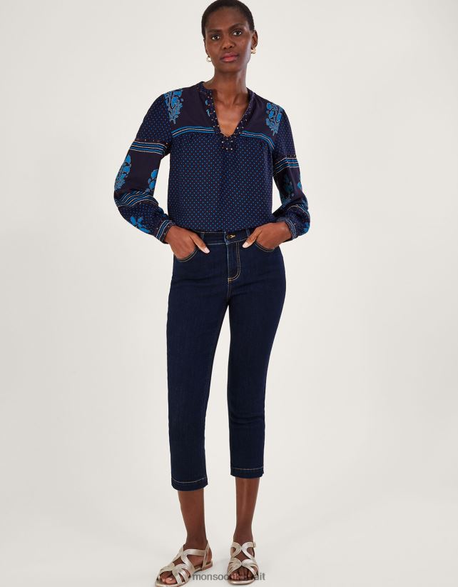 Monsoon معنى - بنطال جينز idabella الضيق من البوليستر المُعاد تدويره ملابس الأزرق (نيلي) Monsoon نحيف N4BV8X976