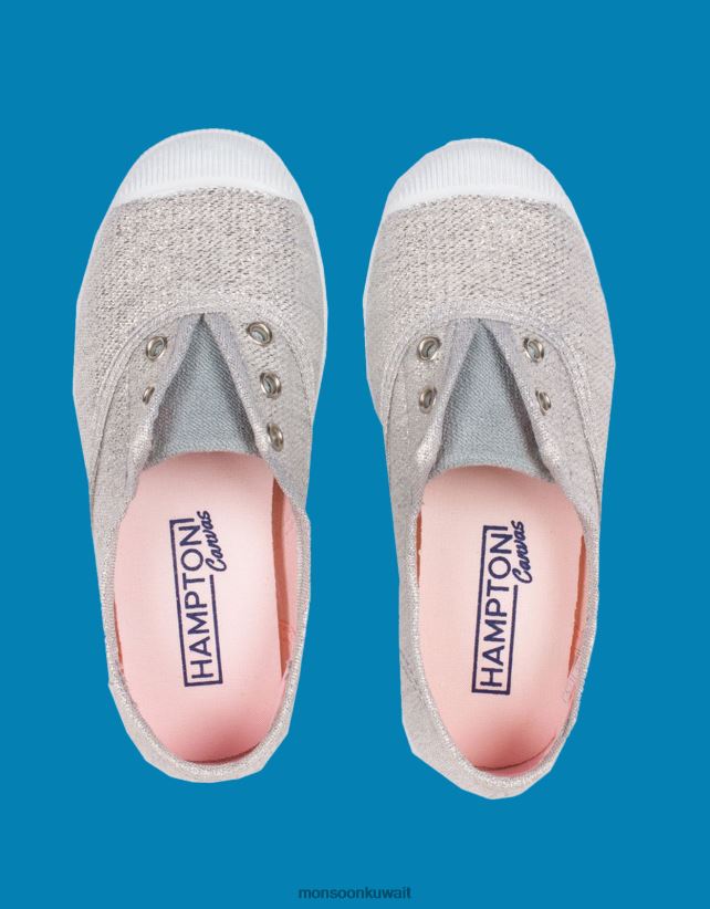 هامبتون قماش البرقوق plimsolls الفضة أحذية فضة Monsoon أطفال N4BV8X2366 - Monsoon kuwait online shopping