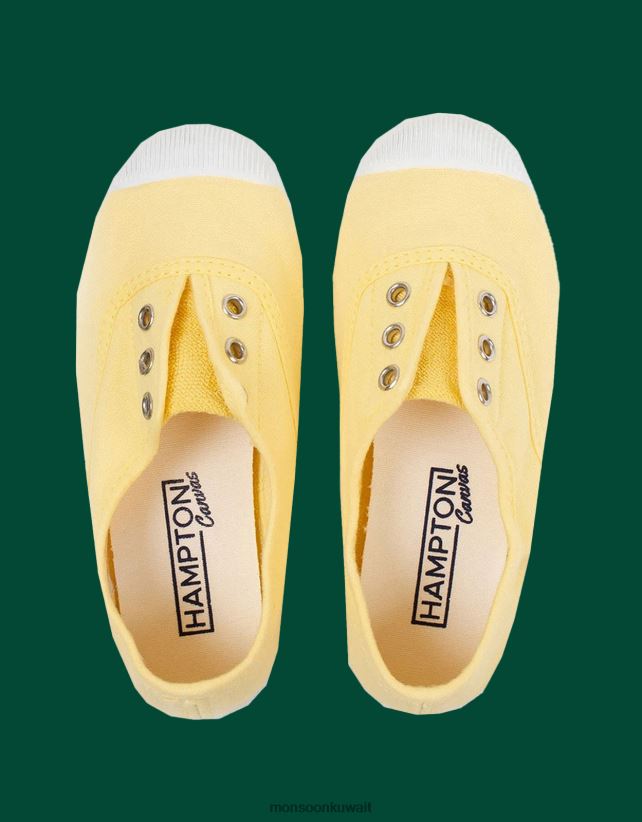 Monsoon معنى - هامبتون قماش البرقوق plimsolls الأصفر أحذية أصفر (ليمون) Monsoon أطفال N4BV8X2401