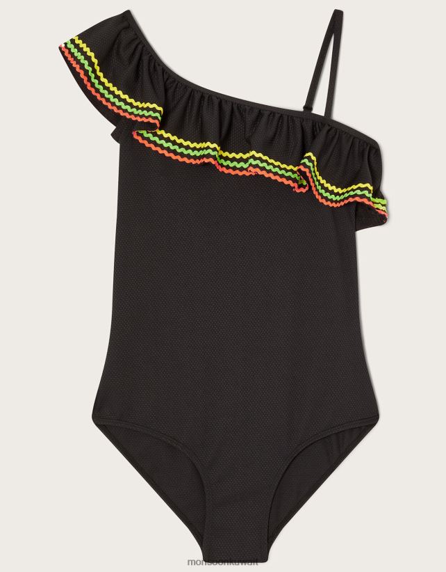 بدلة خياطة بكتف واحد من تصميم ricrac ملابس أسود Monsoon بنت N4BV8X1858 - Monsoon online customer service